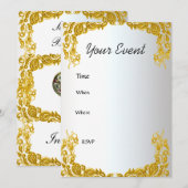 Gold White Birthday Invitation Kaart (Voorkant / Achterkant)
