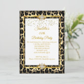 Gold White Black Animal Print Birthday party Kaart (Staand voorkant)