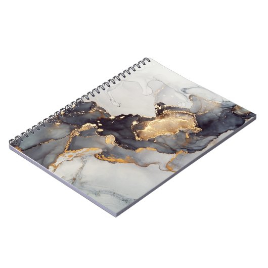 Gold White Black Marmer Notitieboek (Linkerzijde)