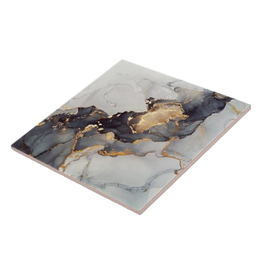 Gold White Black Marmer Tegeltje (Zijkant)