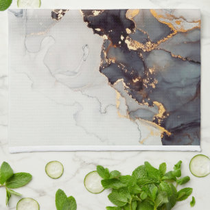 Gold White Black Marmer Theedoek