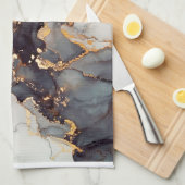 Gold White Black Marmer Theedoek (Quarter Fold)