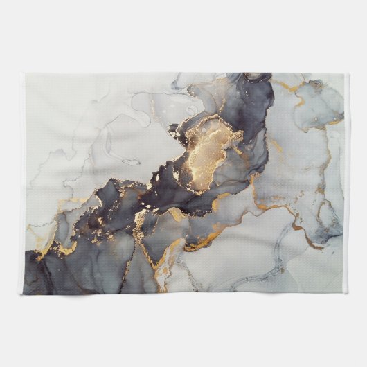 Gold White Black Marmer Theedoek (Horizontaal)