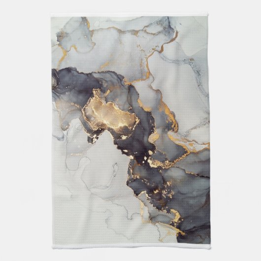 Gold White Black Marmer Theedoek (Verticaal)