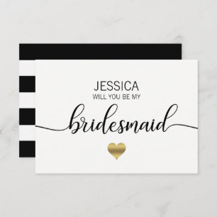 Gold White Black word je mijn Bridesmaid? Kaart