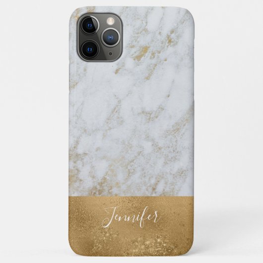 Gold White Bling Luxury Sparkle Marble Case-Mate iPhone Case (Achterkant)