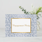 GOLD WHITE BLUE LACE  ENGAGTY KAART (Staand voorkant)