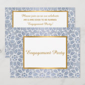 GOLD WHITE BLUE LACE  ENGAGTY KAART (Voorkant / Achterkant)