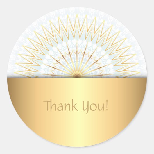 Gold White Blue Mandala Ronde Sticker (Voorkant)