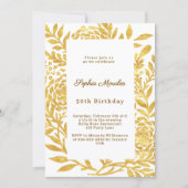 Gold white botanical birthday kaart (Voorkant)