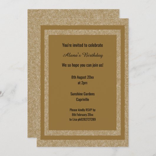 Gold White Bronze Modern Birthday Custom Print Kaart (Voorkant / Achterkant)