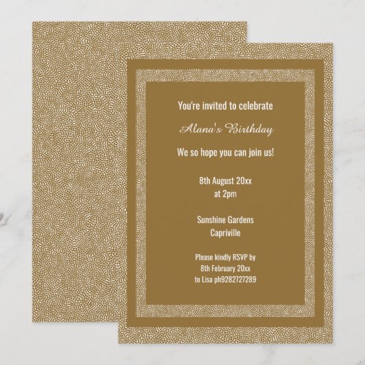 Gold White Bronze Modern Birthday Custom Print Kaart (Voorkant / Achterkant)