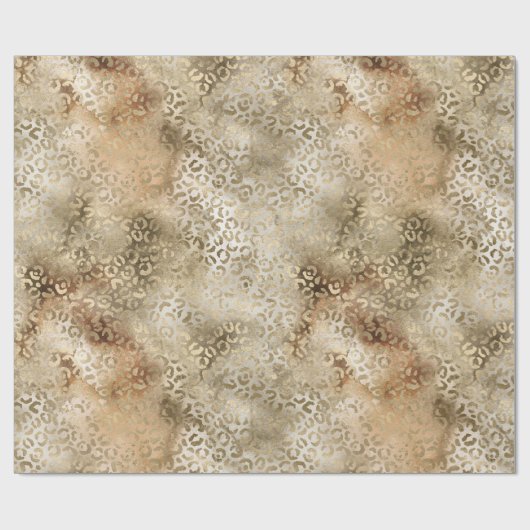 Gold White Brown Leopard Print Cadeaupapier (Vlak)