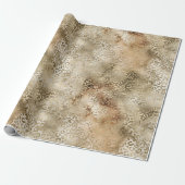 Gold White Brown Leopard Print Cadeaupapier (Uitgerold)