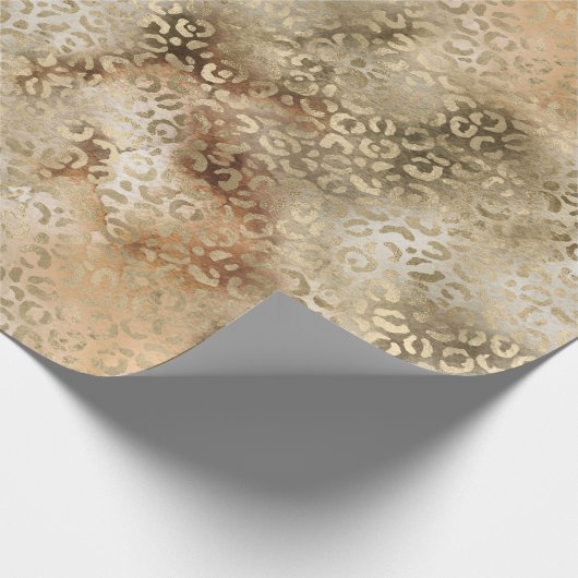 Gold White Brown Leopard Print Cadeaupapier (Hoek)