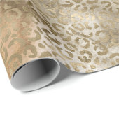 Gold White Brown Leopard Print Cadeaupapier (Rol Hoek)