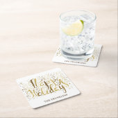 Gold White Brush Script Prettige feestdagen Kerstm Kartonnen Onderzetters (Insitu)