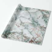Gold White Cali Deep Green Marble Stone Brushes Cadeaupapier (Uitgerold)