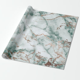 Gold White Cali Deep Green Marble Stone Brushes Cadeaupapier