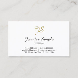 Gold White Calligraphy Monogram Trendy Chic Design Visitekaartje