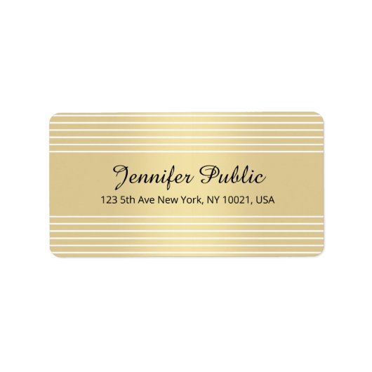 Gold White Calligraphy Script Elegant Sjabloon Etiket (Voorkant)