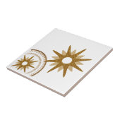 Gold & White Celestial Starburst Design Tegeltje (Zijkant)
