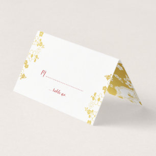 Gold & White Cherry Blossom Oriental Wedding Visitekaartje