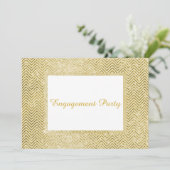 GOLD WHITE CHEVRON GLITTER ENGAGTY KAART (Staand voorkant)
