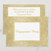 GOLD WHITE CHEVRON GLITTER ENGAGTY KAART (Voorkant / Achterkant)