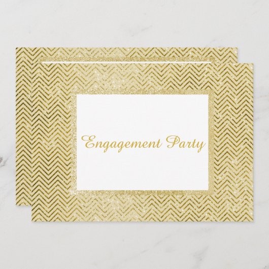 GOLD WHITE CHEVRON GLITTER ENGAGTY KAART (Voorkant / Achterkant)