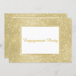 GOLD WHITE CHEVRON GLITTER ENGAGTY KAART