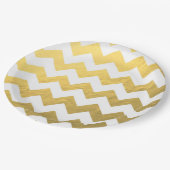 Gold & White Chevron Paper Borden 9' Papieren Bordje (Gekanteld)