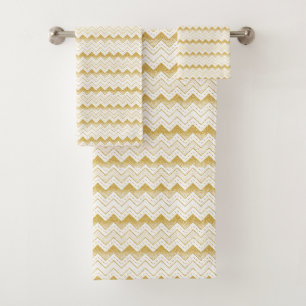 Gold & White Chevron Pattern Bad Handdoek