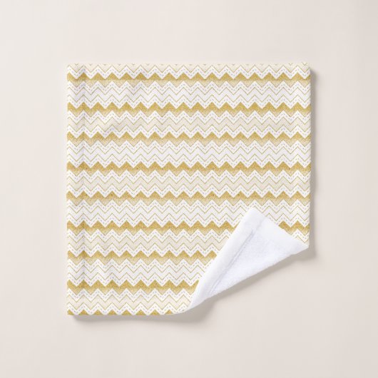 Gold & White Chevron Pattern Bad Handdoek (Wasdoekje)