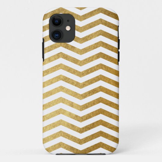 Gold White Chevron Pattern Case-Mate iPhone Case (Achterkant)
