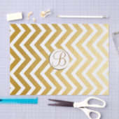 Gold White Chevron Print Monogram Letter-Initiaal Tissuepapier (Craft)