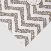 Gold White Chevron Print Monogram Letter-Initiaal Tissuepapier (Detail)