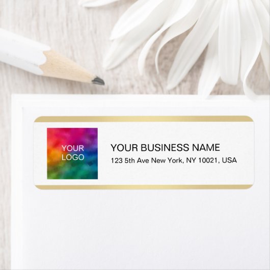 Gold White Chic Typography Upload Your Logo Etiket (Insitu)