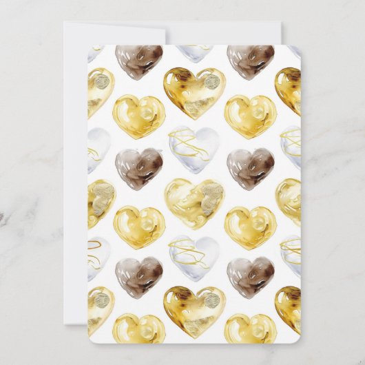 Gold White Chocolate Hearts Baby Shower Kaart (Achterkant)