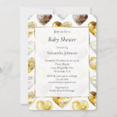 Gold White Chocolate Hearts Baby Shower Kaart (Voorkant)