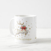 Gold White Christmas Reindeer Koffiemok (Voorkant links)