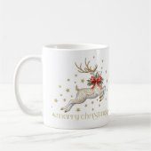 Gold White Christmas Reindeer Koffiemok (Links)