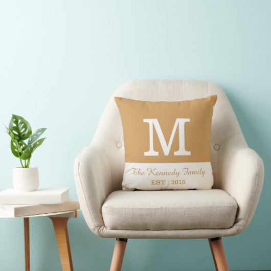 Gold White ColorBlock Omkeerbare Family Monogram Kussen (Stoel)