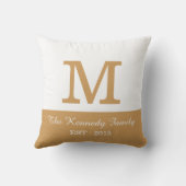 Gold White ColorBlock Omkeerbare Family Monogram Kussen (Achterkant)