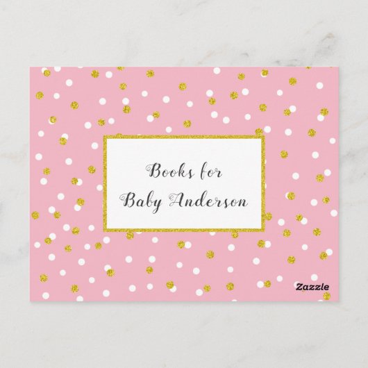 Gold White Confetti Books voor Baby + aangepaste k Briefkaart (Achterkant)