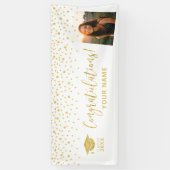 Gold & White Confetti - Gefeliciteerd Afstuderen Spandoek (Verticaal)