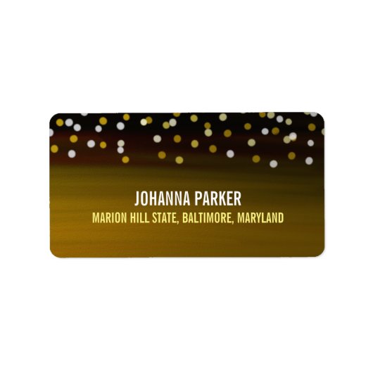 Gold White Confetti Moderne vakantie Etiket (Voorkant)