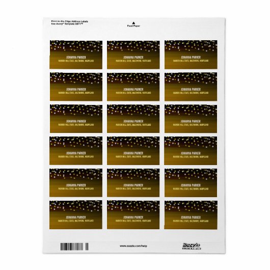 Gold White Confetti Moderne vakantie Etiket (Full Sheet)