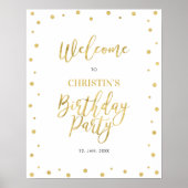 Gold & White Confetti Volwassendag Welkom Poster (Voorkant)
