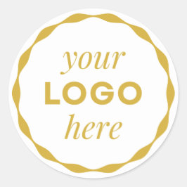Gold White Custom Logo Scalloped Circle Sticker